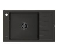 Mexen Elias fregadero de granito de 1 seno con escurridor 795 x 480 mm, negro/oro metálico, sifón negro - 6511791005-75-B 16345 5905315013200