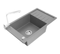 Mexen Elias fregadero de granito de 1 seno con escurridor y grifo de cocina Rita, gris - 6511-71-670300-00 17421 5905315019530