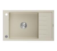 Mexen Elias fregadero de granito de 1 tazón con escurridor 795 x 480 mm, beige, sifón cromado - 6511791005-69 4010 5907709194496