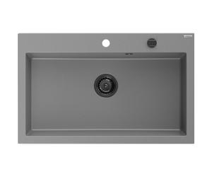 Mexen Elix fregadero de cocina de granito 1 compartimento 800 x 500 mm, gris, sifón negro - 6527801005-71-B 66226 5905315587305