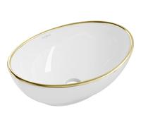 Mexen Elza lavabo de encimera 40 x 33 cm, blanco/borde dorado - 21014005 1128 5907709191488