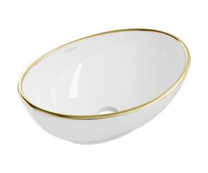 Mexen Elza lavabo de encimera 40 x 33 cm, blanco/dorado borde - 21014005 1128 5907709191488