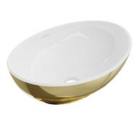 Mexen Elza lavabo de sobre encimera 40 x 33 cm, blanco/dorado - 21014006 21394 5907709156463