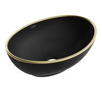 Mexen Elza lavabo de sobremesa 40 x 33 cm, negro mate/borde dorado - 21014025 21402 5907709156531