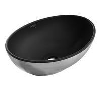 Mexen Elza lavabo sobre encimera 40 x 33 cm, negro mate/diseño de líneas plateadas - 21014023 21399 5907709156517