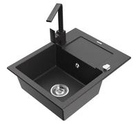 Mexen Enzo fregadero de granito de 1 compartimento con escurridor y grifo de cocina Rita, negro moteado - 6506-76-670300-76 17258 5905315018755