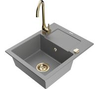 Mexen Enzo fregadero de granito de 1 compartimento con escurridor y grifo de cocina Telma, gris - 6506-71-670200-50 18072 5905315014610