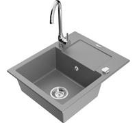 Mexen Enzo fregadero de granito de 1 cubeta con escurridor y grifo de cocina Telma, gris - 6506-71-670200-00 6211 5907709189737