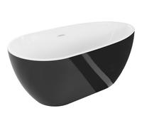Mexen Eos bañera exenta 150 x 75 cm, blanca/negra, rebosadero blanco - 52471507575-20 46189 5905315381026