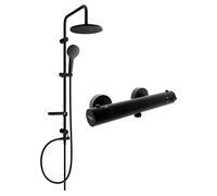 Mexen Erik conjunto de ducha exterior con rociador y grifo de ducha termostático Kai, negro - 77100205-70 5973 5907709180574