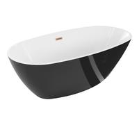 Mexen Eris bañera exenta 155 x 80 cm, blanca/negra, rebosadero cobre cepillado - 53441558075-65 46442 5905315384065