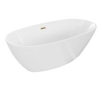 Mexen Eris bañera exenta 180 x 80 cm, blanca, rebosadero dorado - 53441808000-50 46482 5905315384430