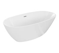 Mexen Eris bañera exenta 180 x 95 cm, blanca, rebosadero de níquel cepillado - 53441809500-97 53384 5905315504739
