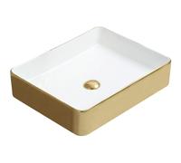 Mexen Estela lavabo sobre encimera 50 x 40 cm, blanco/dorado - 22105053 2245 5907709191358