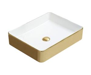 Mexen Estela lavabo sobre encimera 50 x 40 cm, blanco/dorado - 22105053 2245 5907709191358