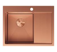 Mexen Exar fregadero de acero inoxidable de 1 compartimento con escurridor, izquierdo 620 x 480 mm, cobre HC - 6431621005L-65HC 79009 5905315982438