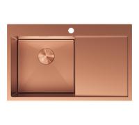 Mexen Exar fregadero de acero inoxidable de 1 compartimento con escurridor, izquierdo 780 x 480 mm, cobre - 6433781010L-65 79025 5905315982582