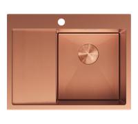 Mexen Exar fregadero de acero inoxidable de 1 seno con escurridor, derecho 620 x 480 mm, cobre HC - 6432621005P-65HC 79017 5905315982513