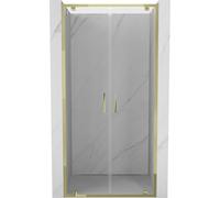 Mexen Exo-BR Duo puertas de ducha abatibles dobles de 80 cm, transparentes, doradas - 8182-080-000-50-00 59106 5905315970848