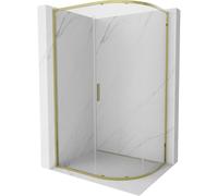 Mexen Exo-S cabina de ducha semicircular deslizante 90 x 80 cm, transparente, dorada - 8131-090-080-50-00 57682 5905315970152
