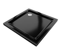 Mexen Flat plato de ducha cuadrado slim 100 x 100 cm, negro, sifón cromado - 40701010 14516 5907709149939