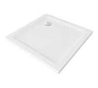 Mexen Flat plato de ducha cuadrado slim 90 x 90 cm, blanco, sifón cromado - 40109090 2514 5903163389010