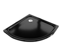 Mexen Flat plato de ducha semicircular delgado 100 x 100 cm, negro, sifón cromo - 41701010 14465 5907709150140