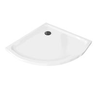 Mexen Flat plato de ducha semicircular slim 100 x 100 cm, blanco, sifón negro - 41101010B 14480 5907709151833