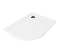 Mexen Flat plato de ducha semicircular slim derecho 100 x 80 cm, blanco, sifón negro - 41108010P-B 98859 5907931028026