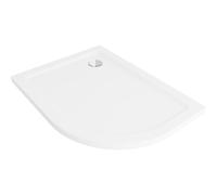 Mexen Flat plato de ducha semicircular slim izquierdo 90 x 80 cm, blanco, sifón cromado - 41108090L 97740 5905315997562