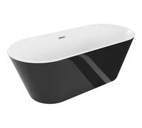 Mexen Flavia bañera exenta 160 x 75 cm, blanca/negra, rebosadero cromado - 54031608075-01 46631 5905315385918