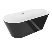 Mexen Flavia bañera exenta 160 x 75 cm, blanca/negra, rebose cobre cepillado - 54031608075-65 46636 5905315385963