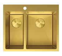 Mexen Flexo fregadero de acero inoxidable de 1,5 cuencas 610 x 510 mm, dorado HC - 6446611500-55HC 79048 5905315982810