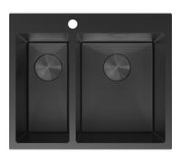 Mexen Flexo fregadero de acero inoxidable de 1,5 cuencas 610 x 510 mm, negro HC - 6446611500-70HC 79052 5905315982858