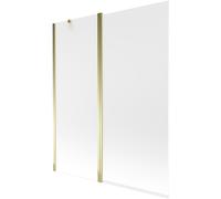 Mexen Flip mampara de bañera de 2 hojas 140 x 150 cm, esmerilado, dorado - 894-140-101-50-30 20410 5907709149113