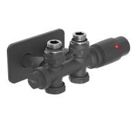 Mexen G00 conjunto termostático angular/recto con embellecedor S, Duplex, DN50, antracita - W908-900-910-66 32695 5905315237354