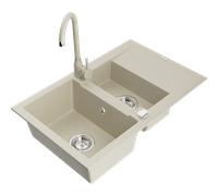 Mexen Gaspar fregadero de granito 1,5 senos con escurridor y grifo de cocina Telma, beige - 6507-69-670200-69 6225 5907709189874