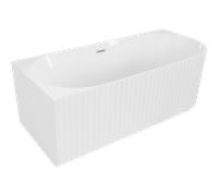 Mexen Gia bañera exenta angular acanalada izquierda 150 x 75 cm, blanco brillante, desagüe níquel cepillado - 52701507500L-97 53543 5905315504937