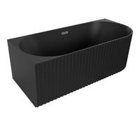 Mexen Gia bañera exenta esquinera estriada izquierda 150 x 75 cm, negro mate, rebosadero color acero - 52701507571L-95 53564 5905315505125