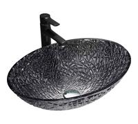Mexen Goa lavabo de sobremesa de vidrio 50 x 36 cm, negro - 24085070 16207 5907709159099