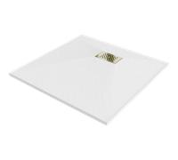 Mexen Hugo plato de ducha cuadrado SMC 80 x 80 cm, blanco, cubierta dorada - 42108080-G 25105 5905315224927