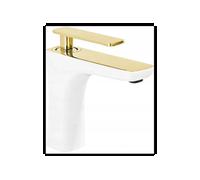 Mexen Indus grifo de lavabo, blanco/dorado - 744600-25 3945 5907709173484