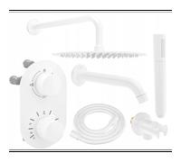 Mexen Kai DR70 conjunto de bañera-ducha empotrado con ducha de lluvia de 25 cm, blanco - 77602DR70251-20 6496 5907709161191