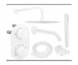 Mexen Kai DR70 conjunto de bañera-ducha empotrado con ducha de lluvia de 25 cm, blanco - 77602DR70251-20 6496 5907709161191