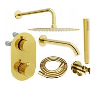 Mexen Kai DR70 conjunto de bañera-ducha empotrado con rociador de 30 cm, dorado - 77602DR70301-50 6474 5907709136595