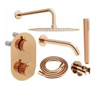 Mexen Kai DR70 conjunto empotrado de bañera y ducha con rociador de 25 cm, oro rosa - 77602DR70251-60 6499 5907709161214