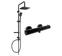 Mexen Kai Sven conjunto de ducha exterior con rociador de lluvia y grifo de ducha termostático, negro - 77100262-70 5975 5907709180598