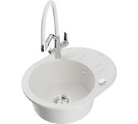 Mexen Kevin fregadero de granito de 1 compartimento con grifo de cocina Duo, blanco - 6517-20-671701-02 22991 5905315055118