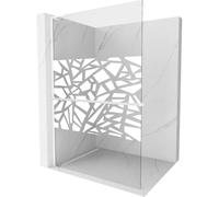 Mexen Kioto+ L mampara de ducha con estante Walk-in 120 x 200 cm, diseño blanco, blanco - 800-120-123-20-85 39204 5905315260789