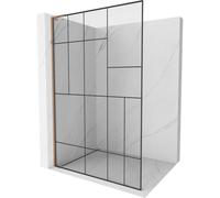 Mexen Kioto L mampara de ducha Walk-in 70 x 200 cm, patrón negro, oro rosa - 800-070-103-60-78 39857 5905315254481